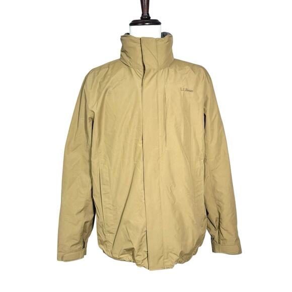 L.L. Bean | Men | Tan 3-In-1 Outdoor Nylon Sweater Fleece Hooded Jacket | L Reg - Picture 2 of 15